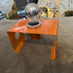1970s Space Age Orange Painted Metal Italian Table Lamp