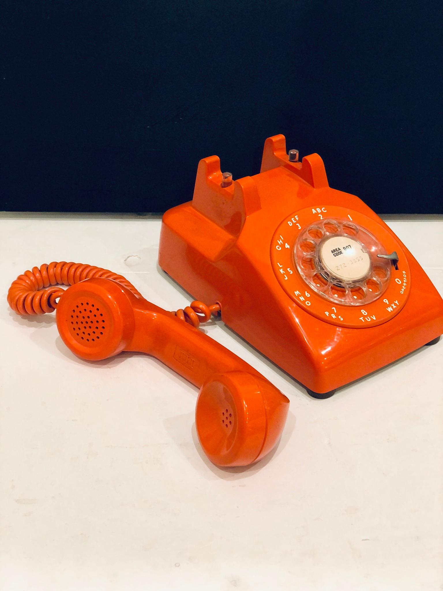 American 1970's Space Age Orange Rotary Phone