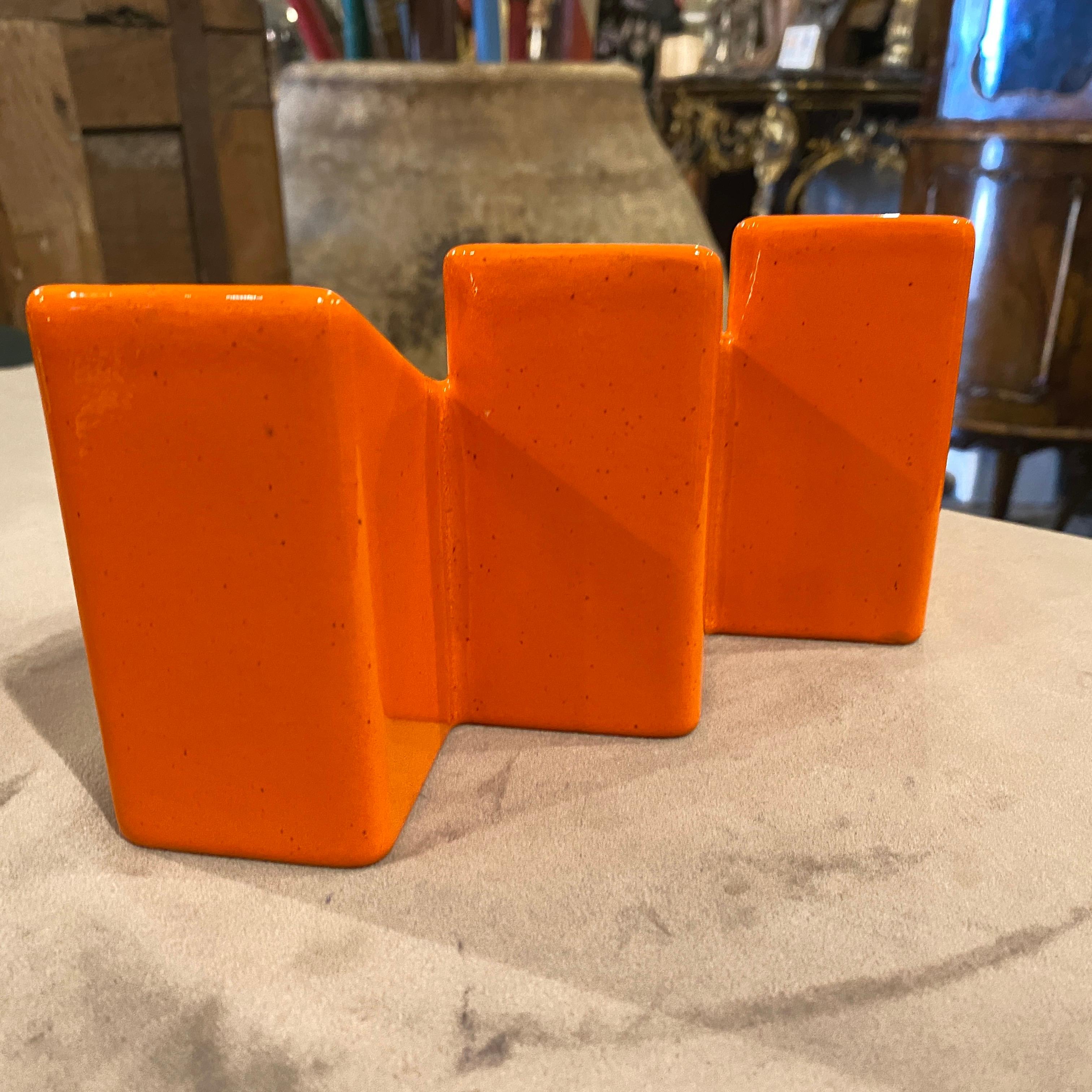 Céramique Vase en céramique Vetrochina orange de l'ère spatiale des années 1970 par Il Picchio en vente
