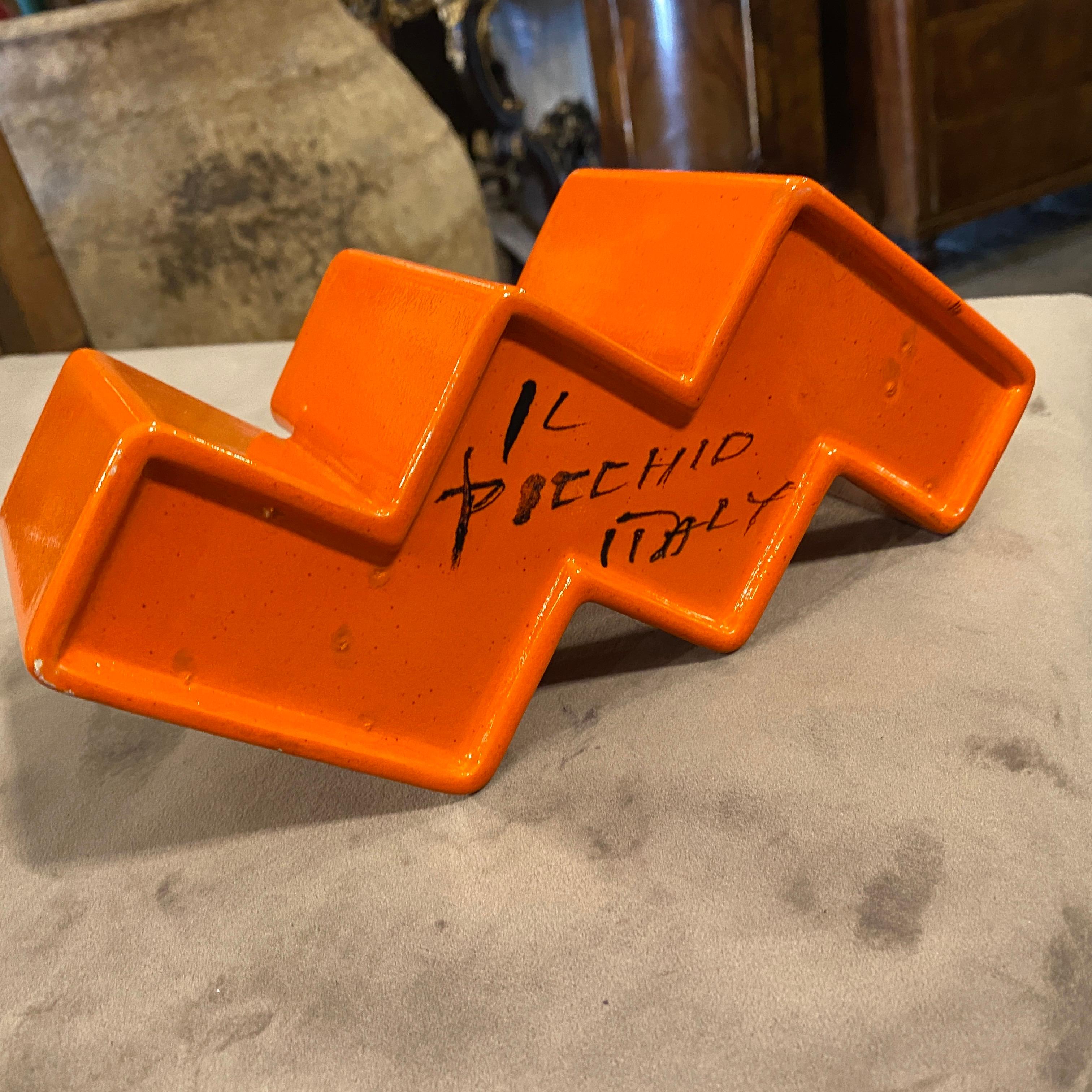 Vase en céramique Vetrochina orange de l'ère spatiale des années 1970 par Il Picchio en vente 1