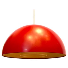 1970's Space Age Pendant Lamps with Red Enameled Metal Shade