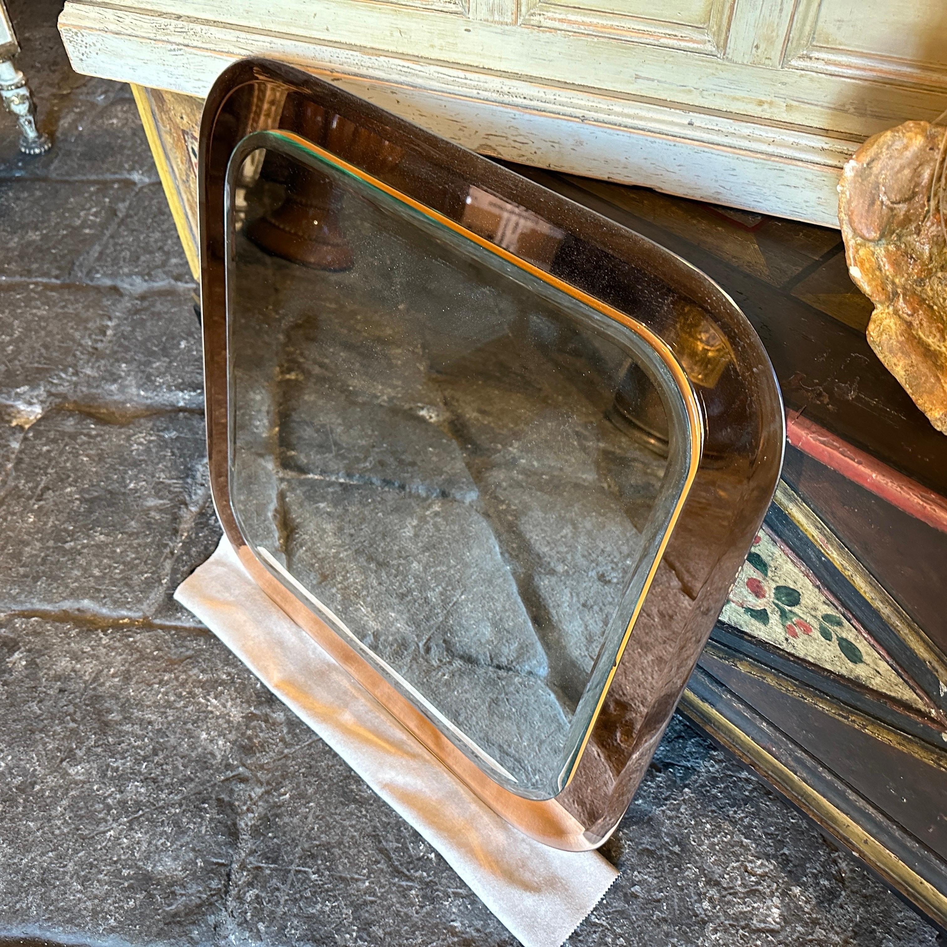 Quadratischer Wandspiegel aus rosa und klarem Glas von Lupi Cristal Luxor, Space Age, 1970er Jahre im Angebot 5