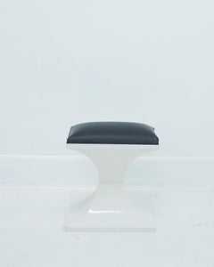 1970s Space-age Plastic and Faux Leather Stool Footrest Made in Holland