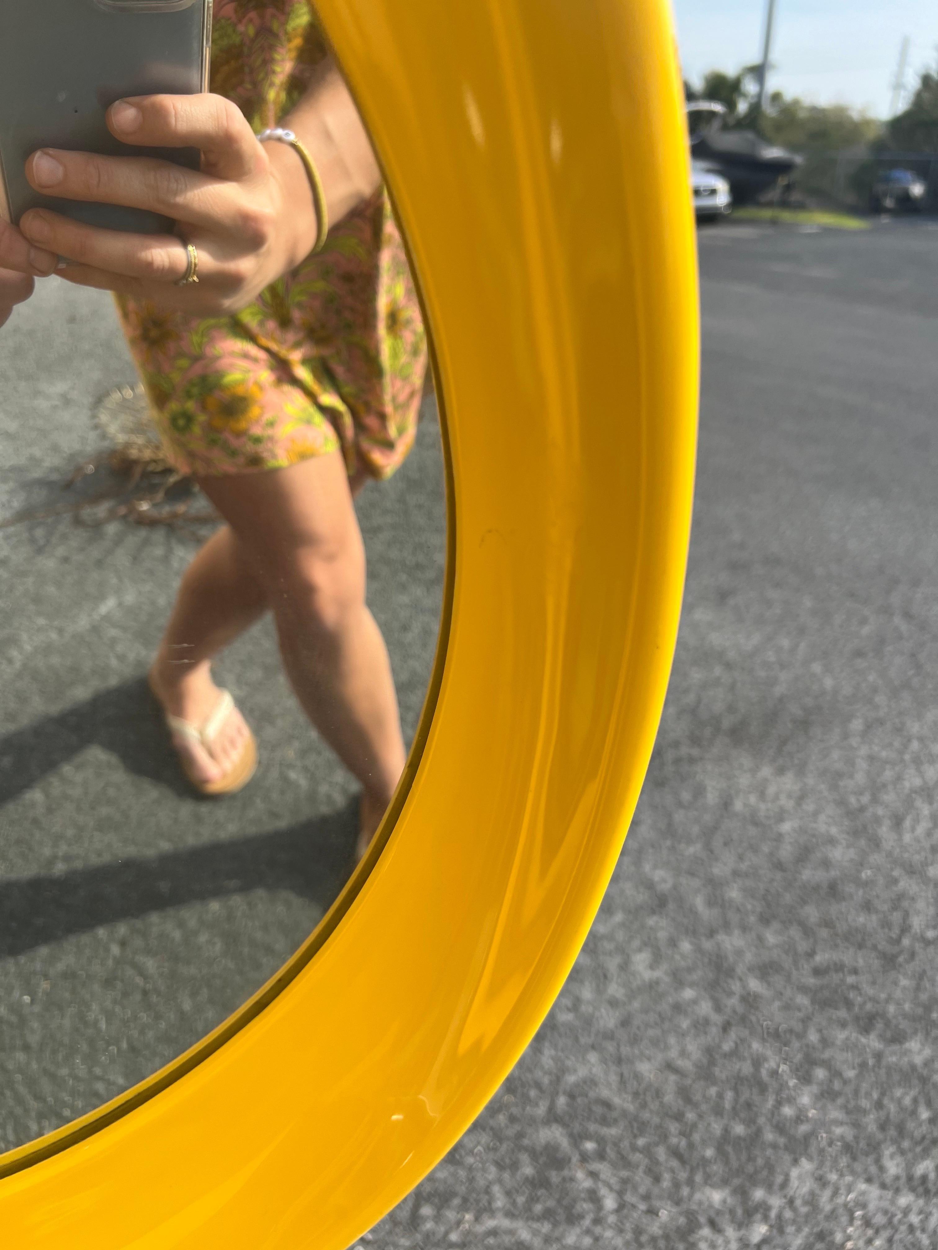1970’s Space Age Pop Art Yellow Plastic Curved Mirror For Sale 1