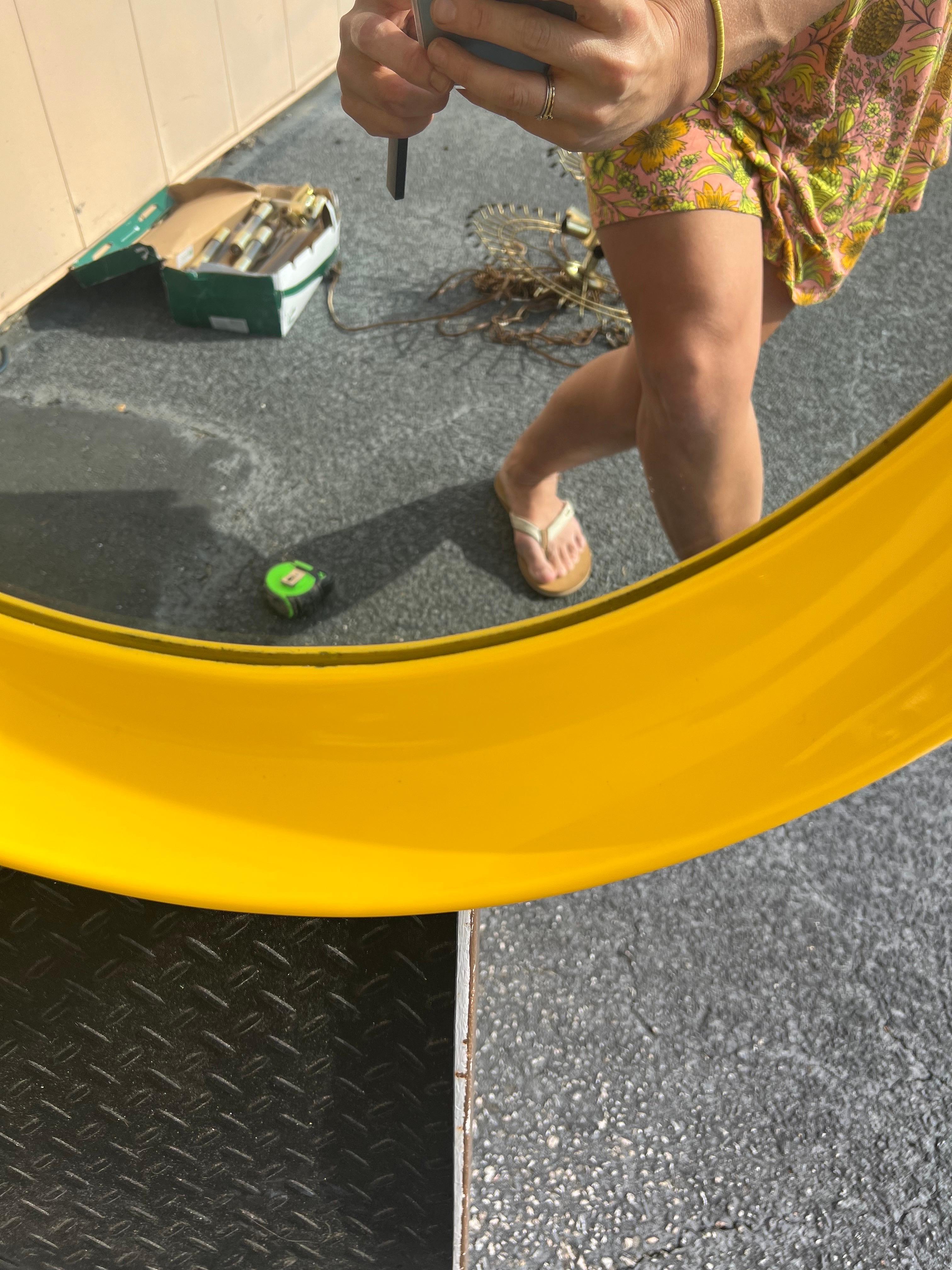 1970’s Space Age Pop Art Yellow Plastic Curved Mirror 2
