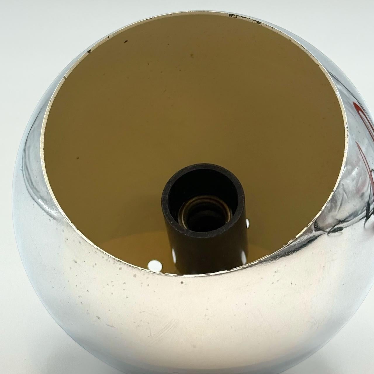 1970s Space Age Red & Chrome Eyeball Lamp, Table or Wall Light, Italy For Sale 3
