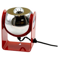 1970s Space Age Red & Chrome Eyeball Lamp, Table or Wall Light, Italy