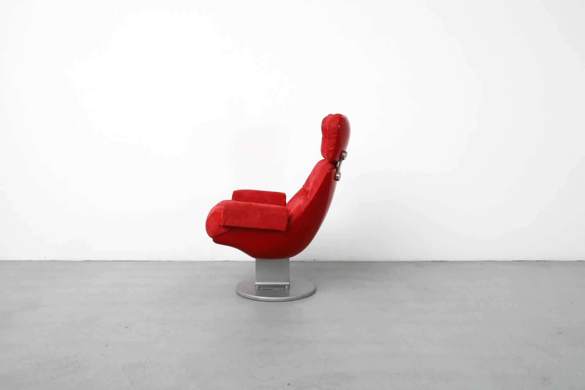 Painted 1970's Space Age Red Cinema Chair with Headrest, Paris For Sale