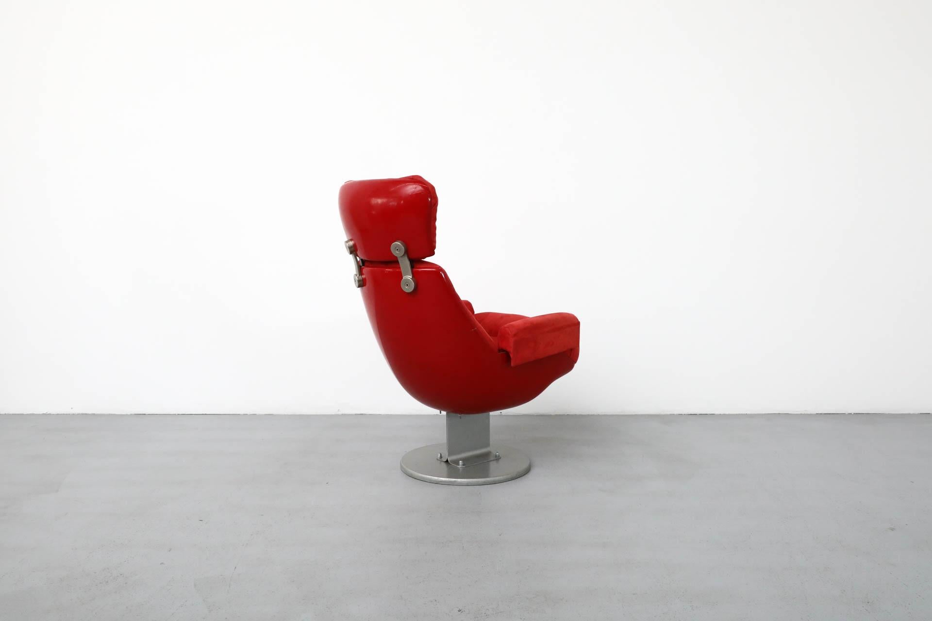 Aluminum 1970's Space Age Red Cinema Chair with Headrest, Paris For Sale