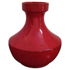 1970s Space Age Red Vase in Ceramic by Gabbianelli, Made in Italy