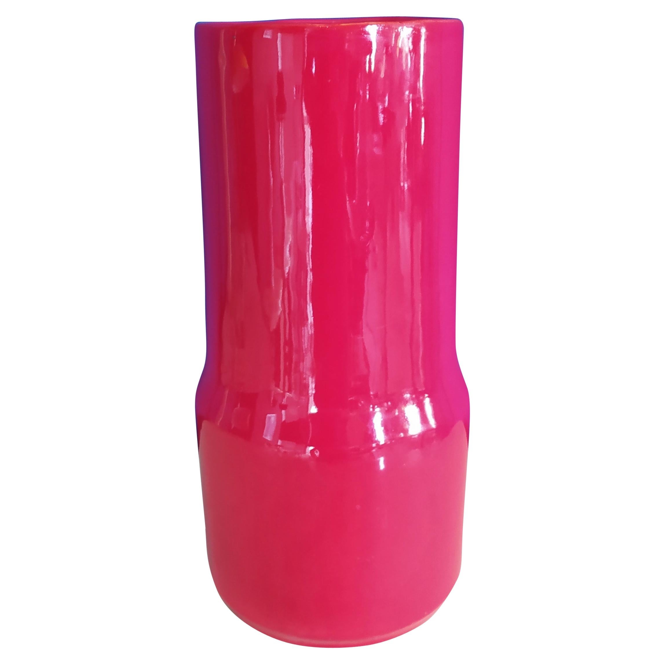 Vase rouge de l'ère spatiale des années 1970 en céramique de Gabbianelli, fabriqué en Italie