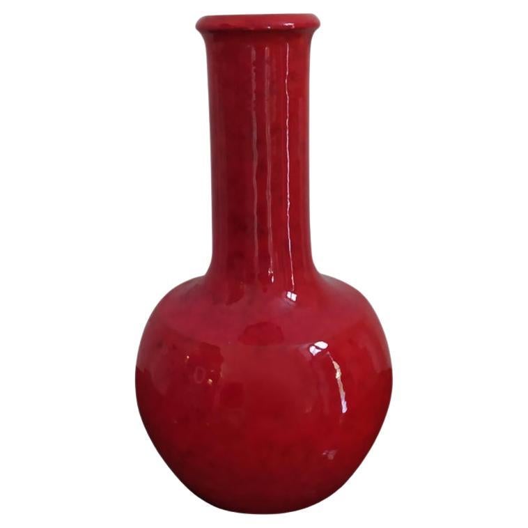 Vase rouge de l'ère spatiale des années 1970 en céramique de Gabbianelli, fabriqué en Italie