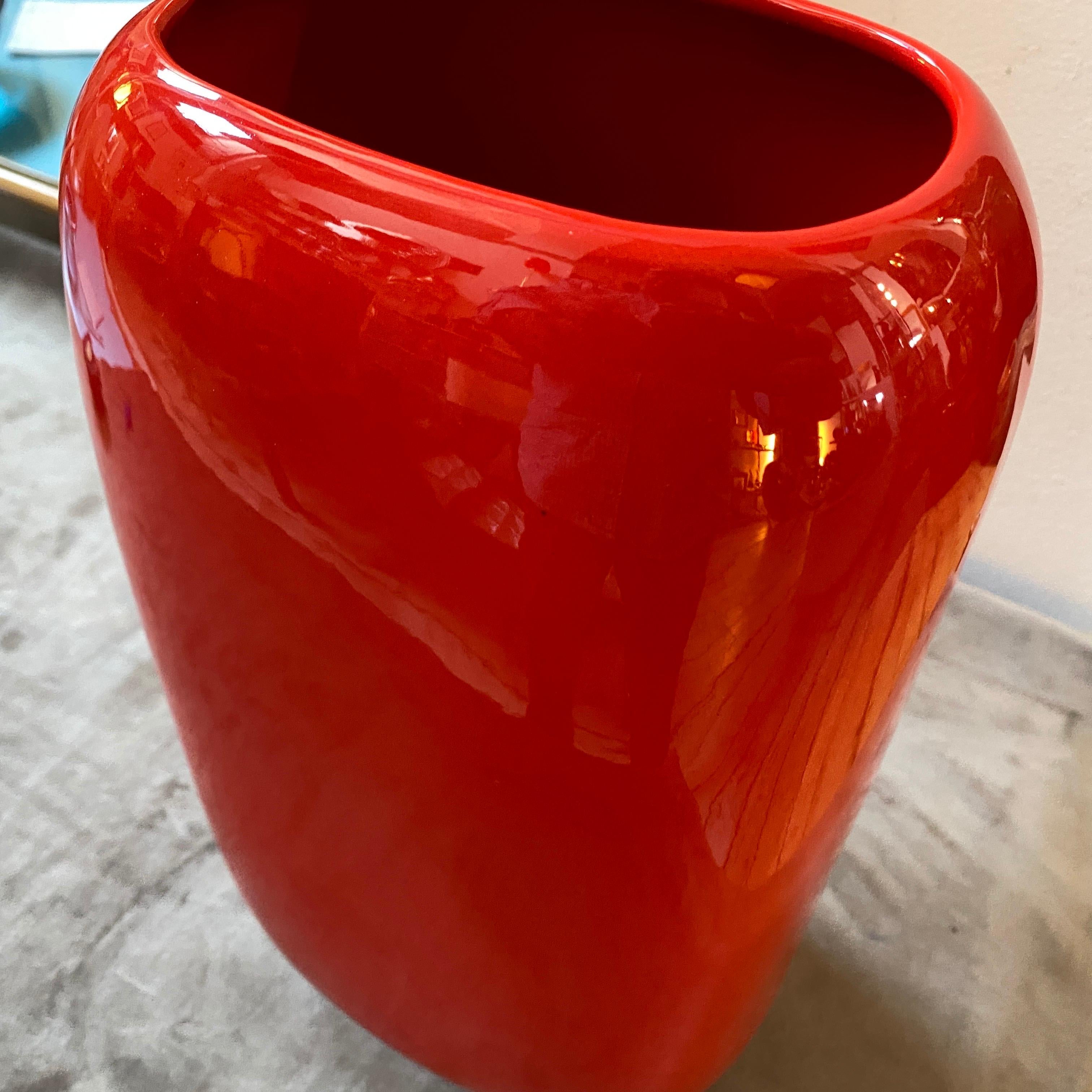 1970s Space Age Red Vetrochina Ceramic Italian Vase by Vittorio Fulgenzi 5