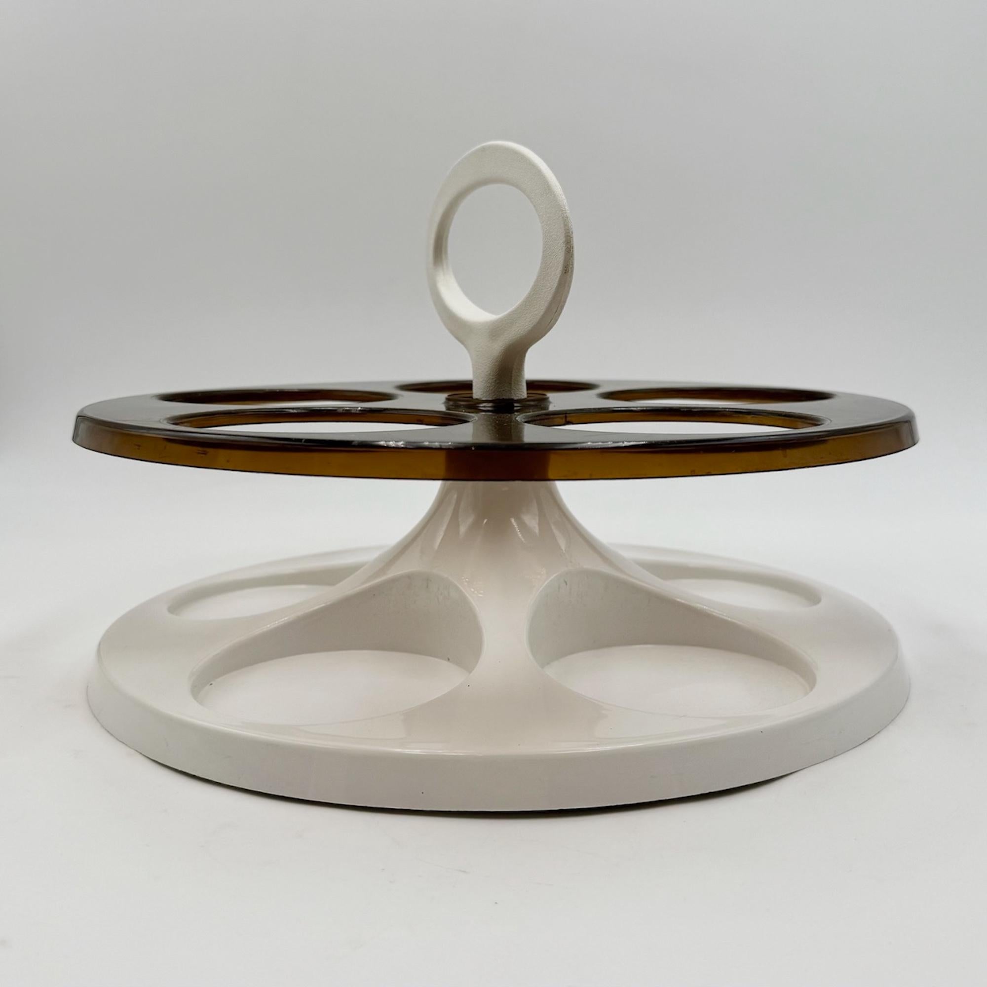 1970s Space Age Rotating Bottle Holder in White Plastic Made in Holland in vendita 6