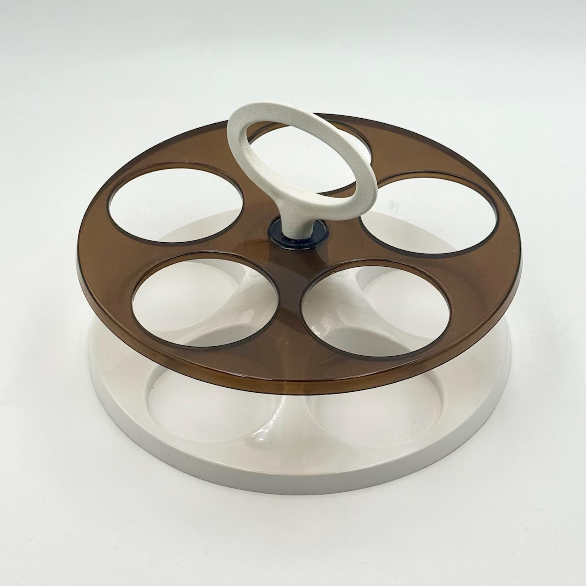Plastica 1970s Space Age Rotating Bottle Holder in White Plastic Made in Holland in vendita