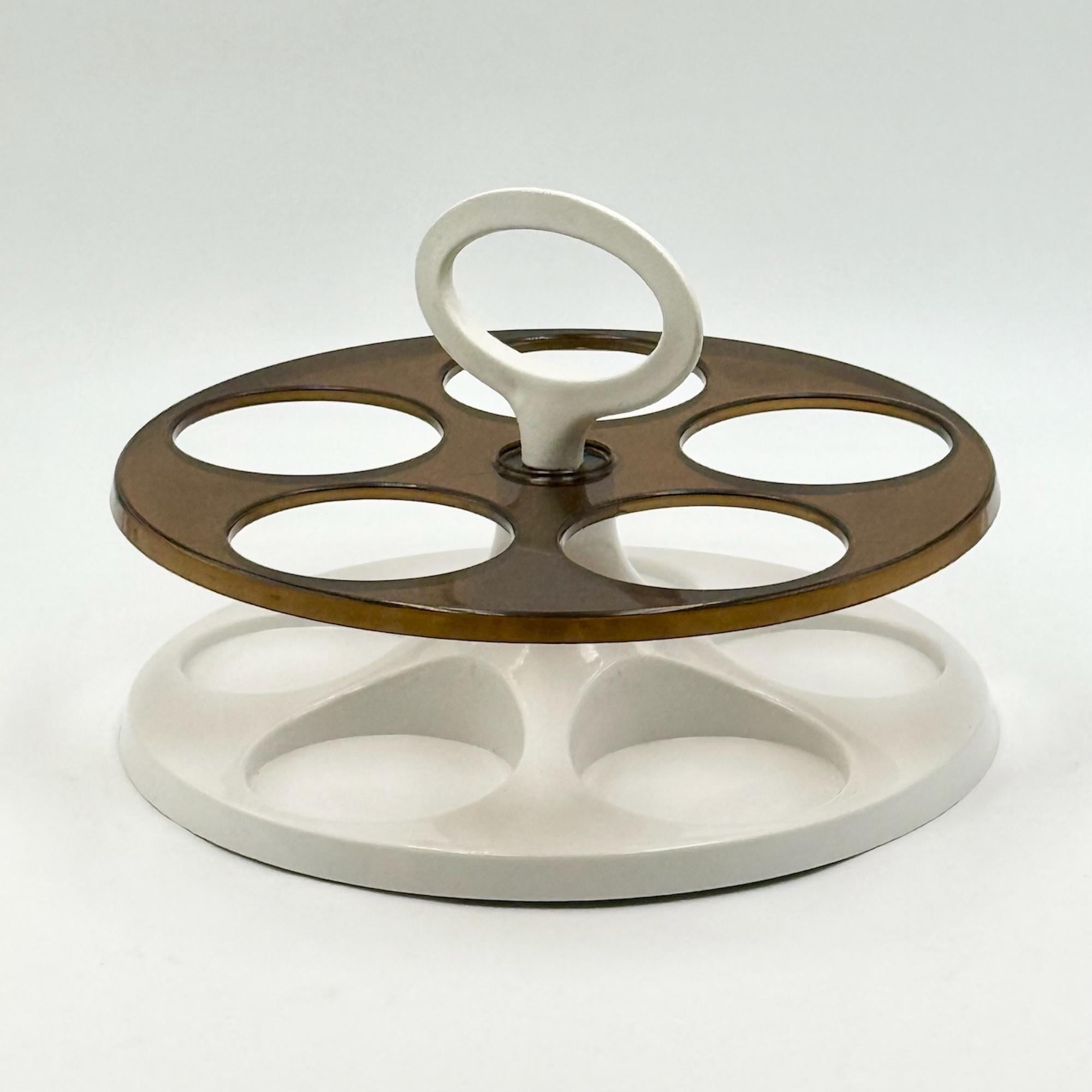 1970s Space Age Rotating Bottle Holder in White Plastic Made in Holland in vendita 3