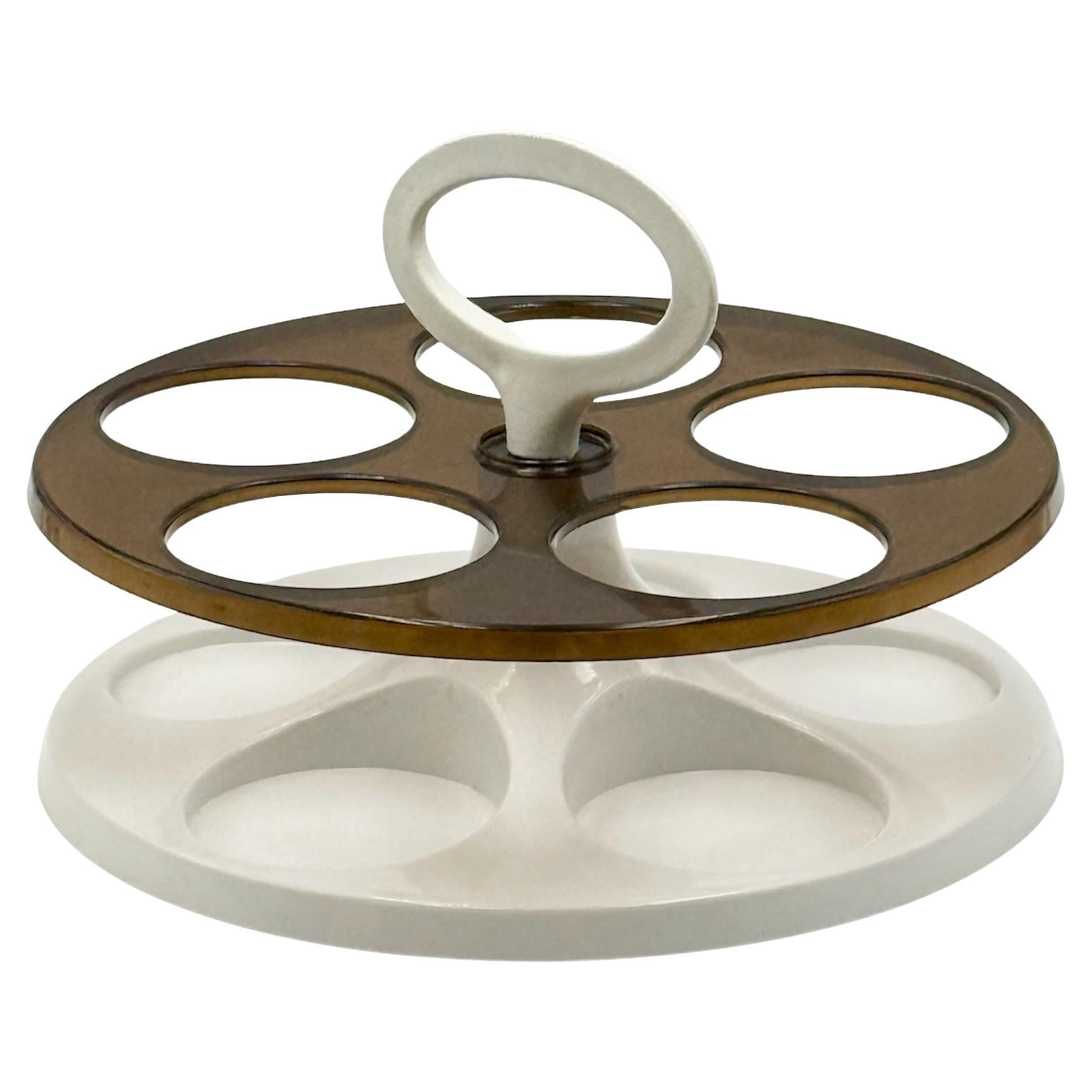 1970s Space Age Rotating Bottle Holder in White Plastic Made in Holland in vendita