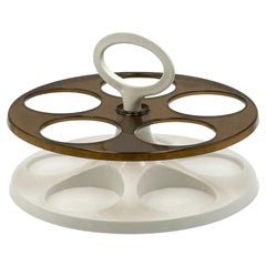 1970s Space Age Rotating Bottle Holder in White Plastic Made in Holland