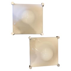 1970s Space Age Set of Two Elio Martinelli Acrylic and Steel Bolla Wall Sconces