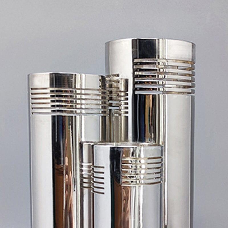 1970er Space Age Versilberte Vase von Sassetti, Handgefertigt, Made in Italy (Metall) im Angebot