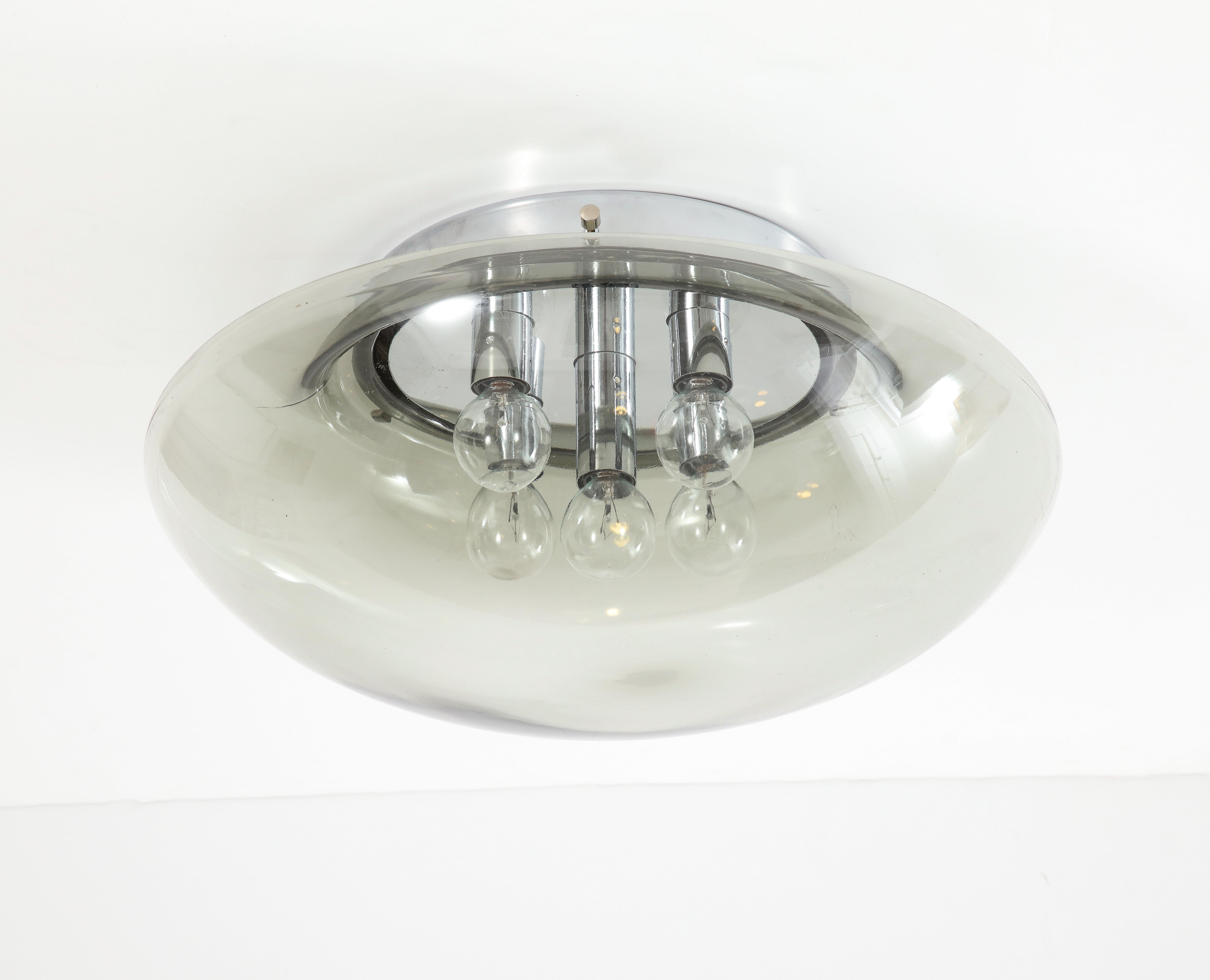 German 1970's Space Age Smoked Gray Flush Mount / Sconce For Sale