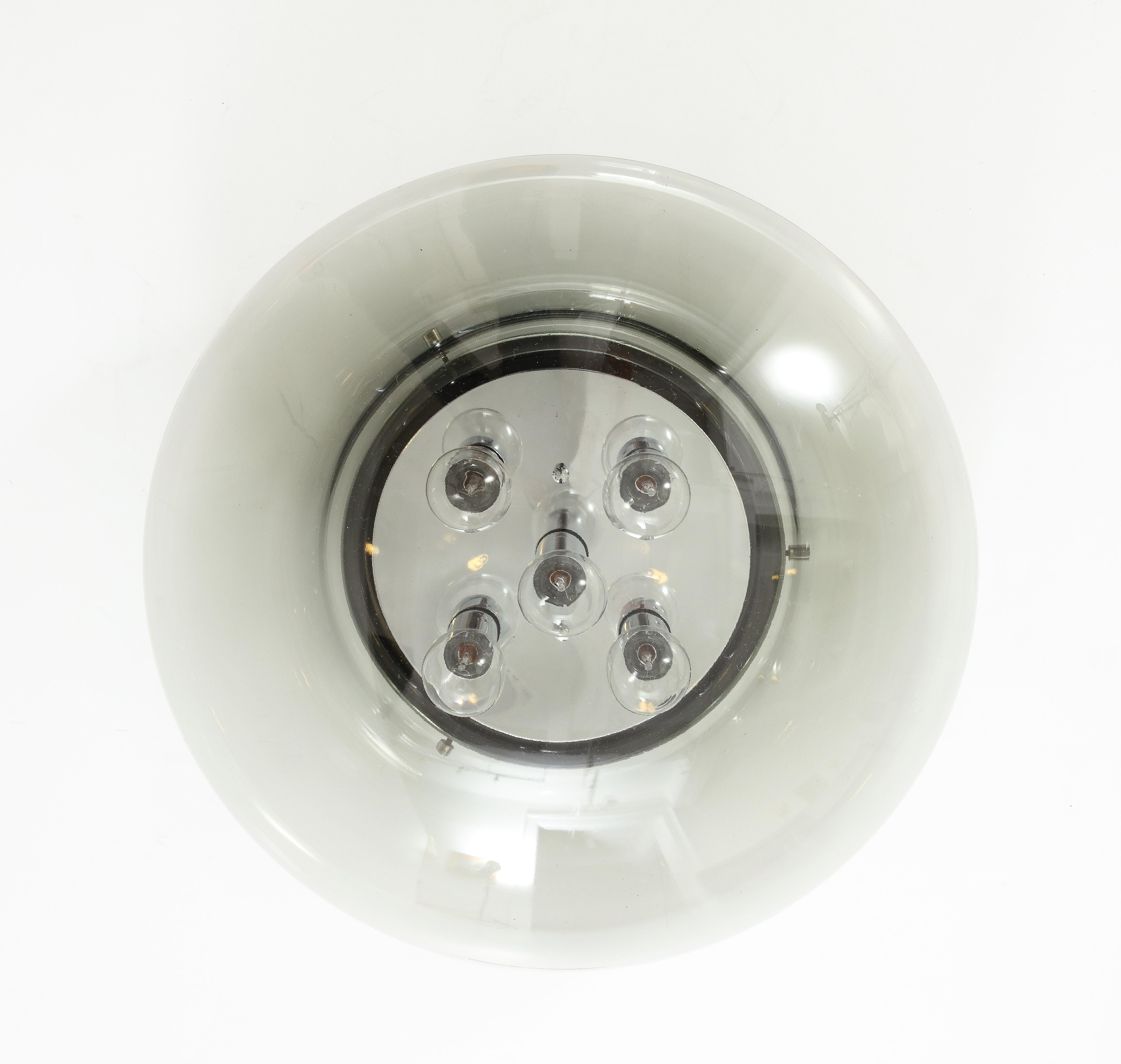 1970's Space Age Smoked Gray Flush Mount / Sconce In Good Condition For Sale In New York, NY