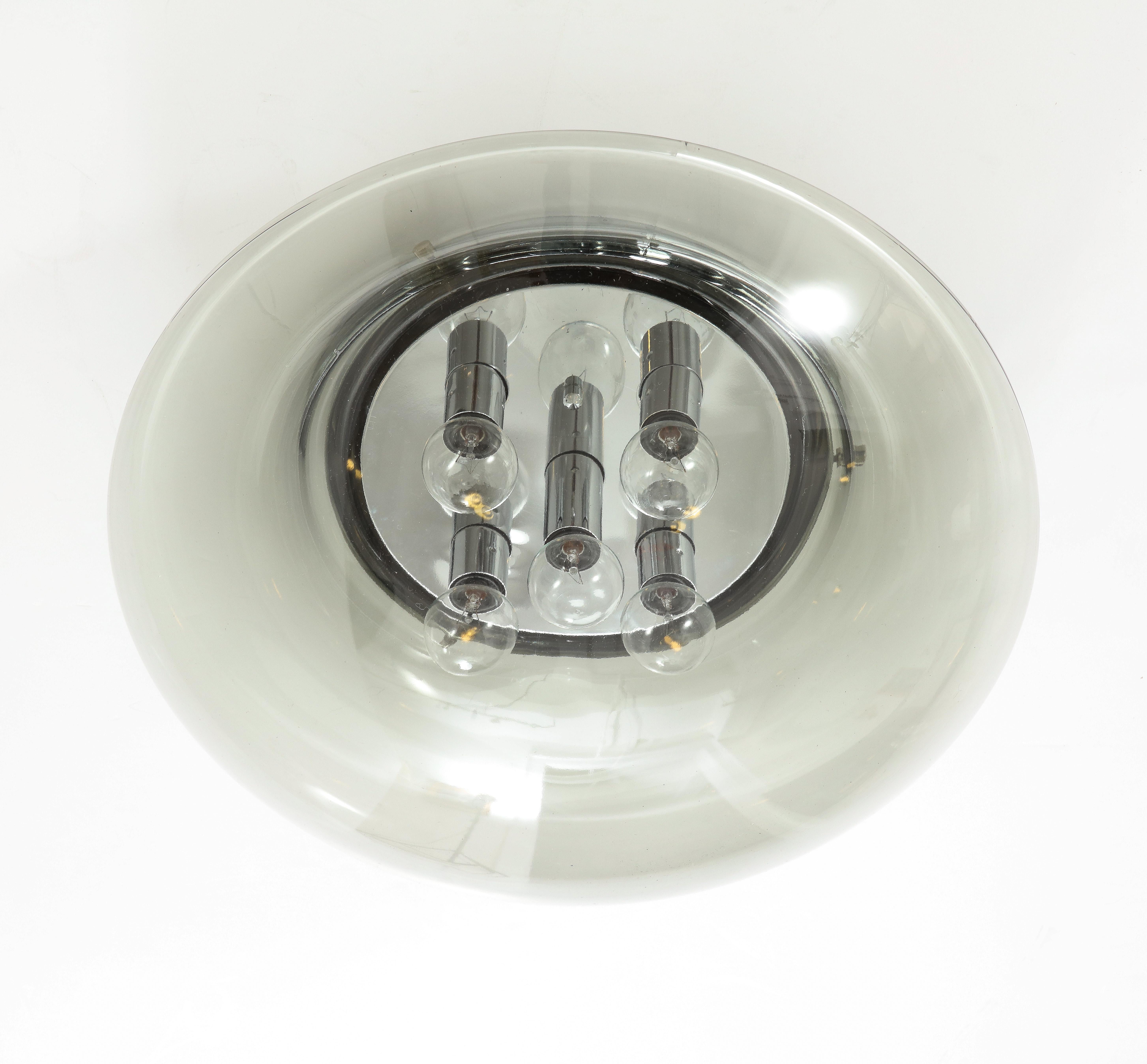 Late 20th Century 1970's Space Age Smoked Gray Flush Mount / Sconce For Sale