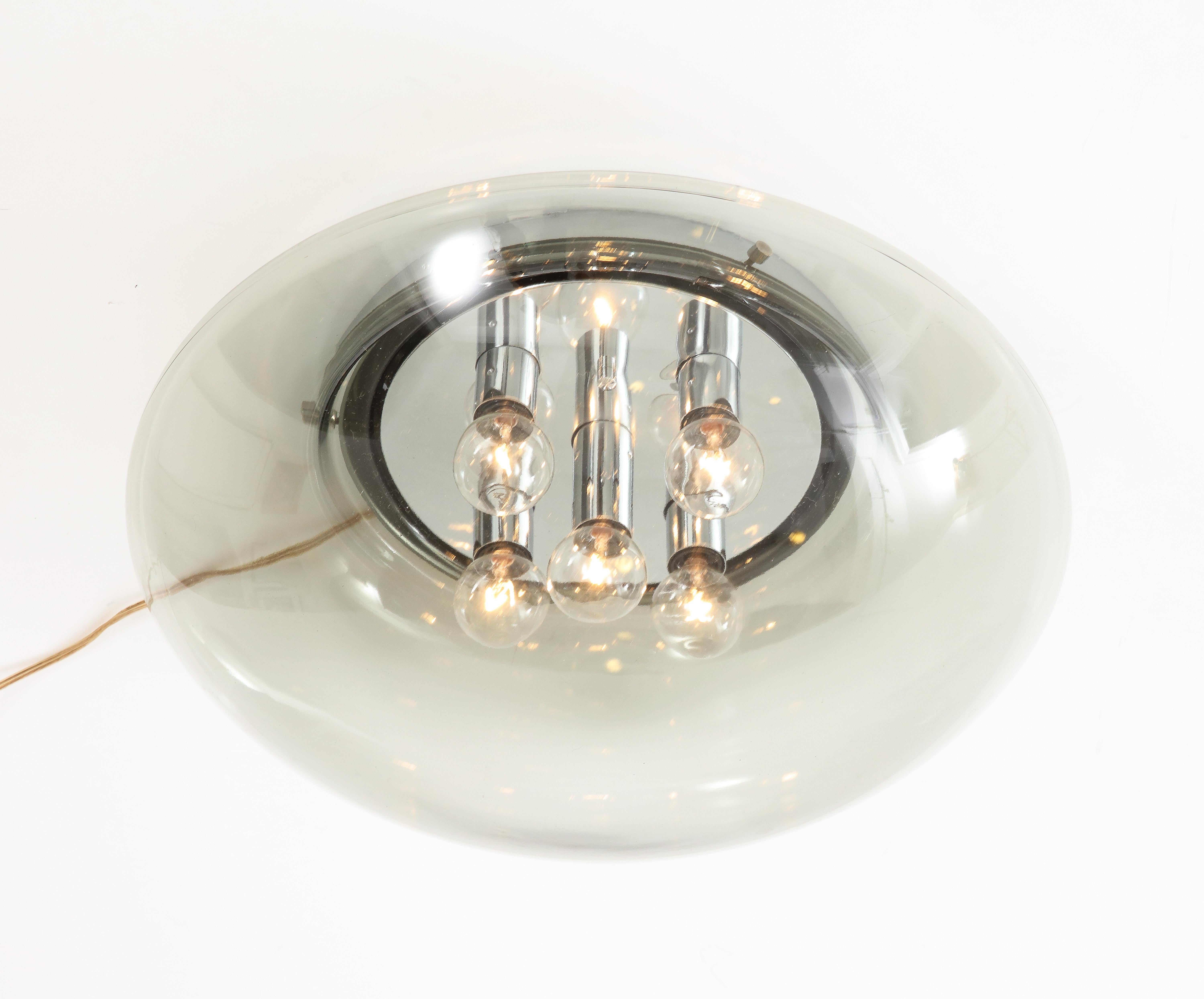 1970's Space Age Smoked Gray Flush Mount / Sconce For Sale 1