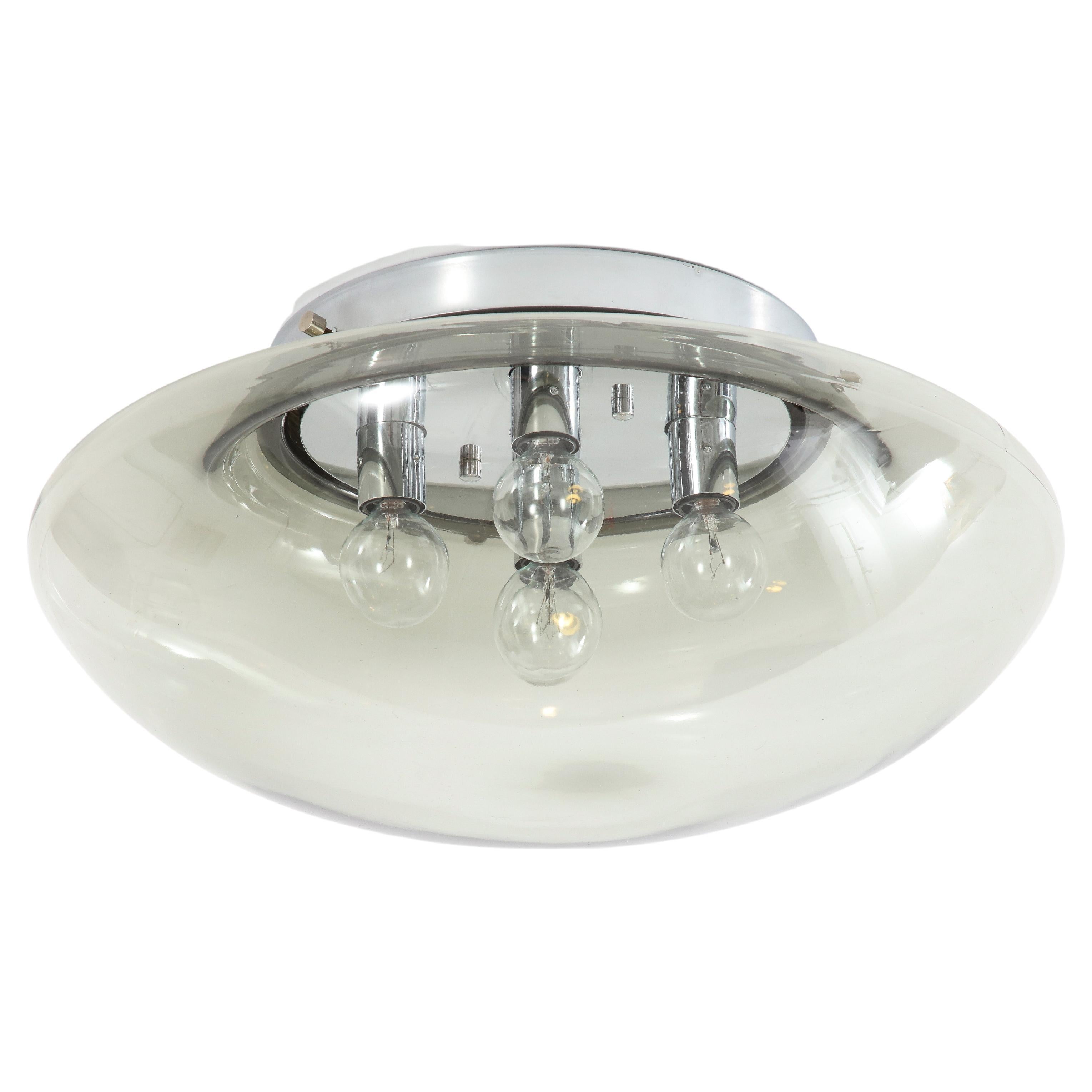 1970's Space Age Smoked Gray Flush Mount / Sconce For Sale