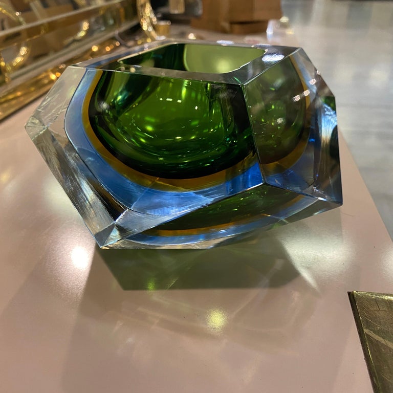 Italian 1970s Space Age Sommerso Murano Glass Ashtray by Seguso For Sale