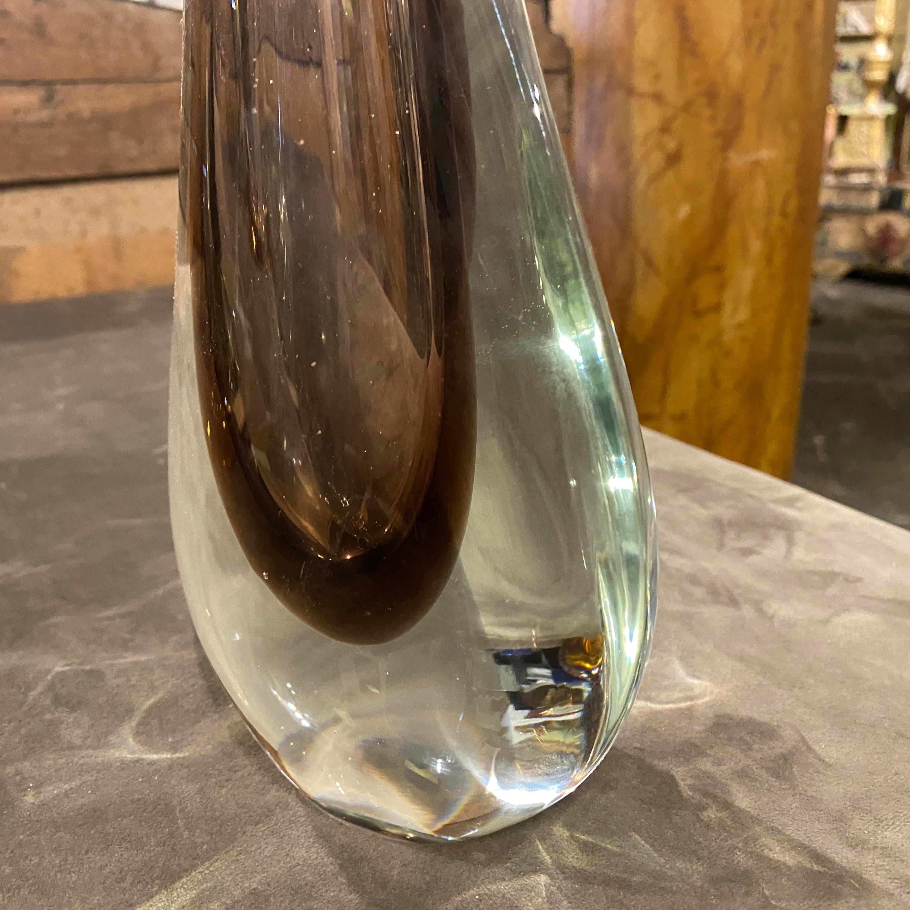 1970s Space Age Sommerso Murano Glass Huge Single Flower Vase by Flavio Poli For Sale 3