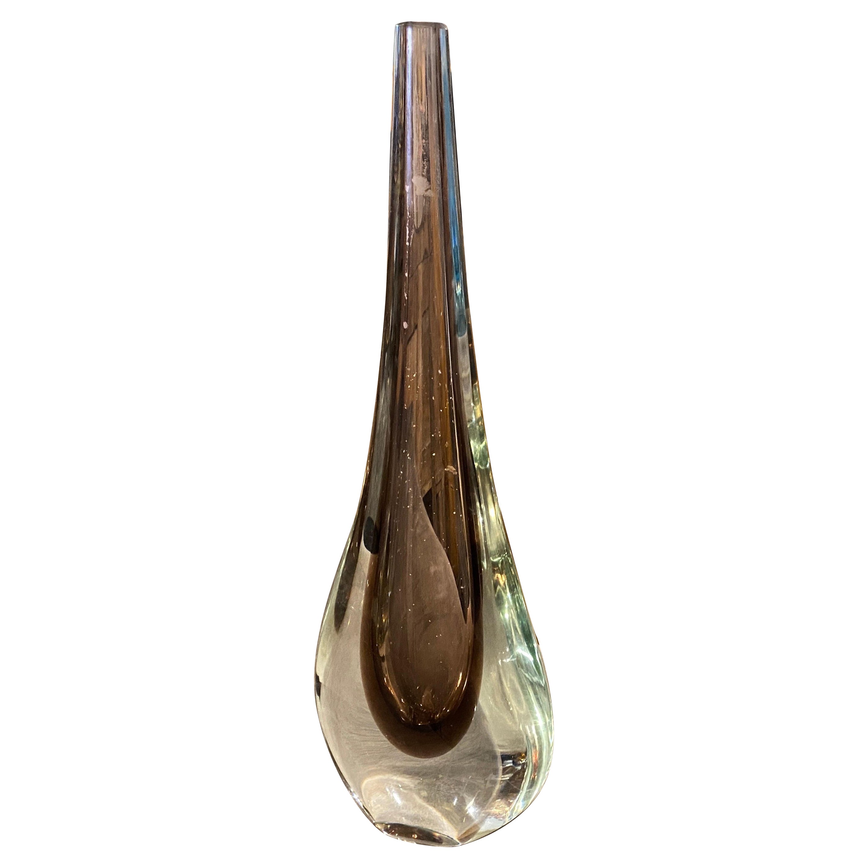 Vaso a fiore singolo in vetro di Murano Glass Sommerso degli anni '70, di Flavio Poli in vendita