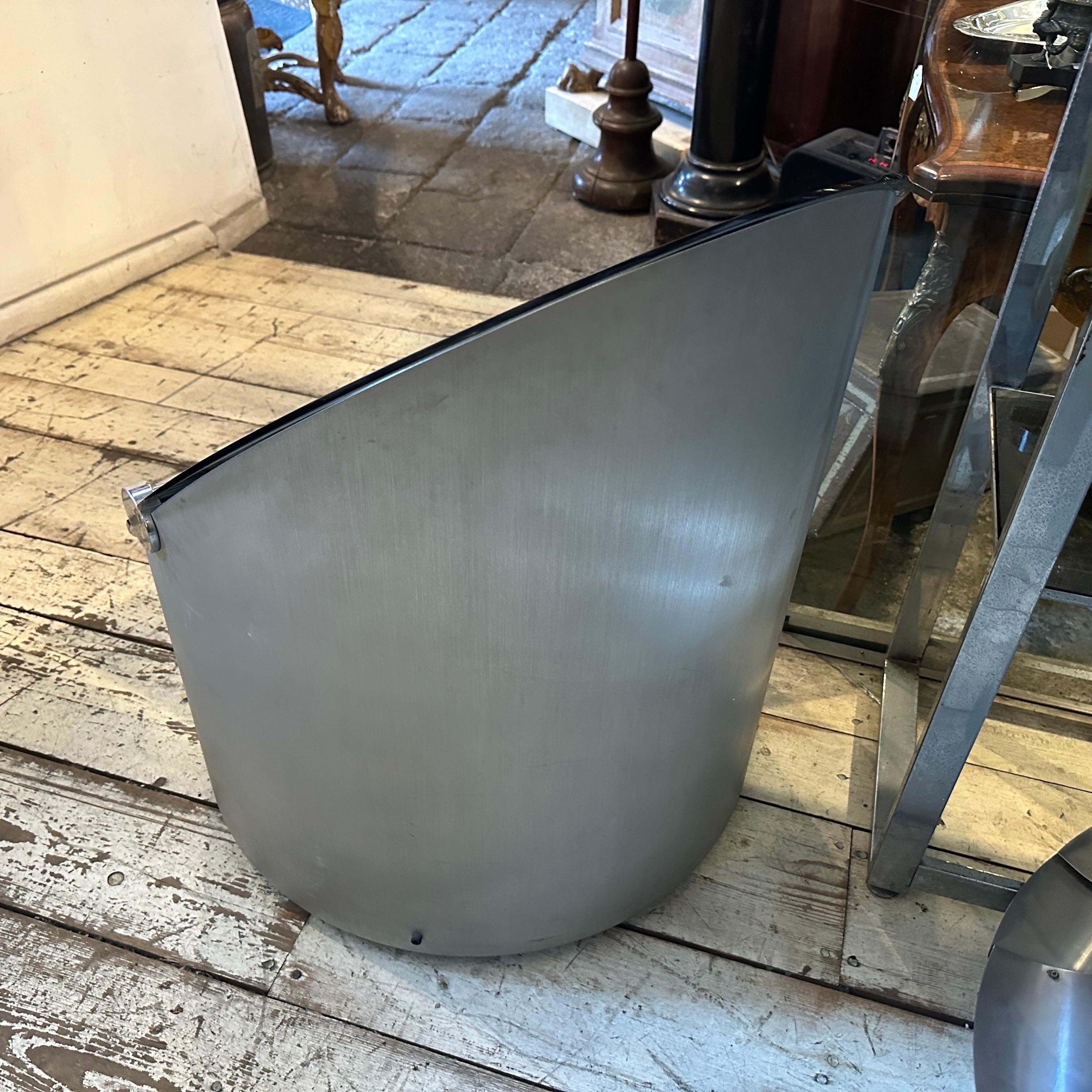 20th Century 1970s Space Age Steel and Glass Bar Cart by Claudio Salocchi for Luigi Sormani For Sale