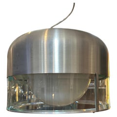 1970s Space Age Steel and Glass Pendant by Pia Guidetti Crippa for Lumi Milano