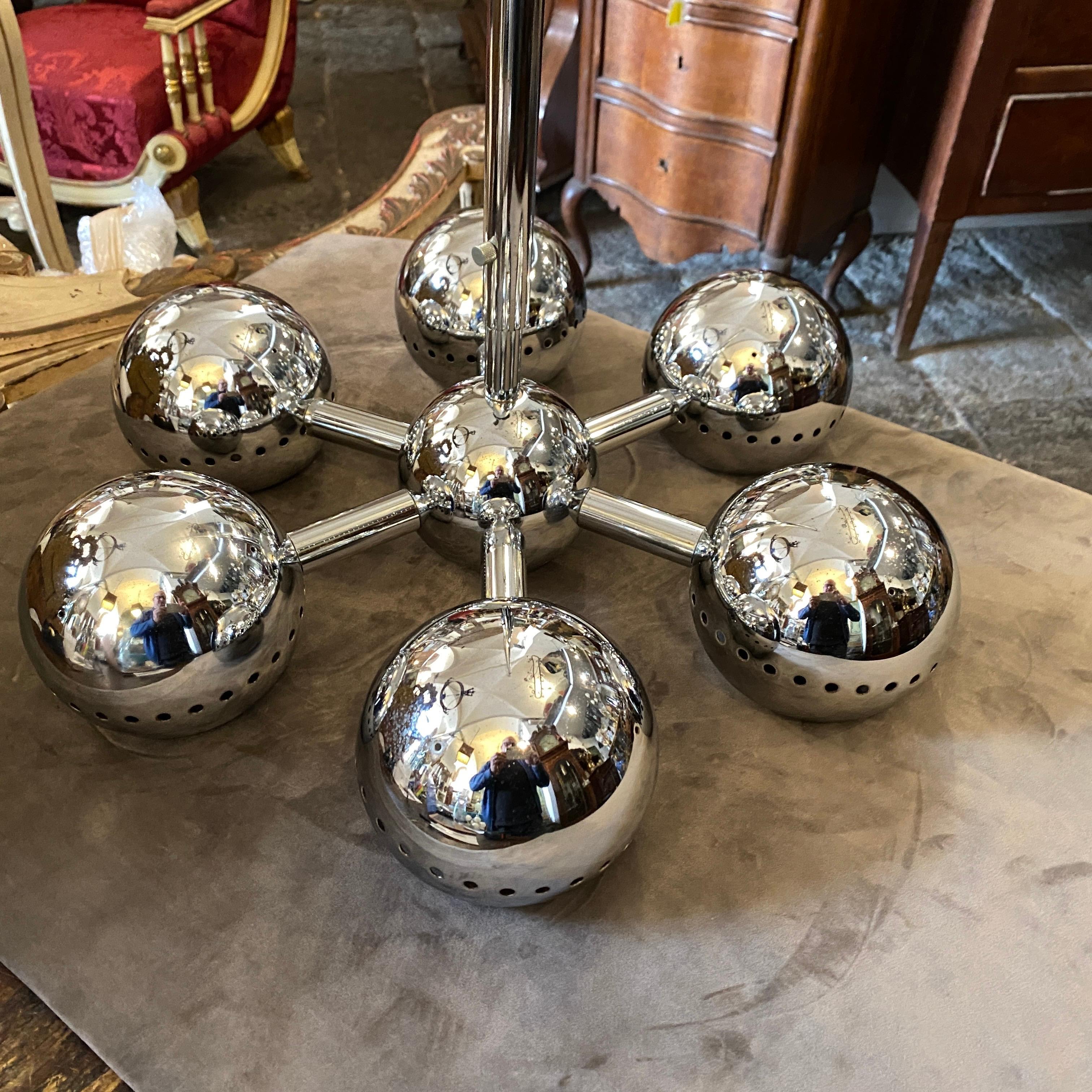 1970s Space Age Steel Chromed Italian Chandelier Attributed to Reggiani 9