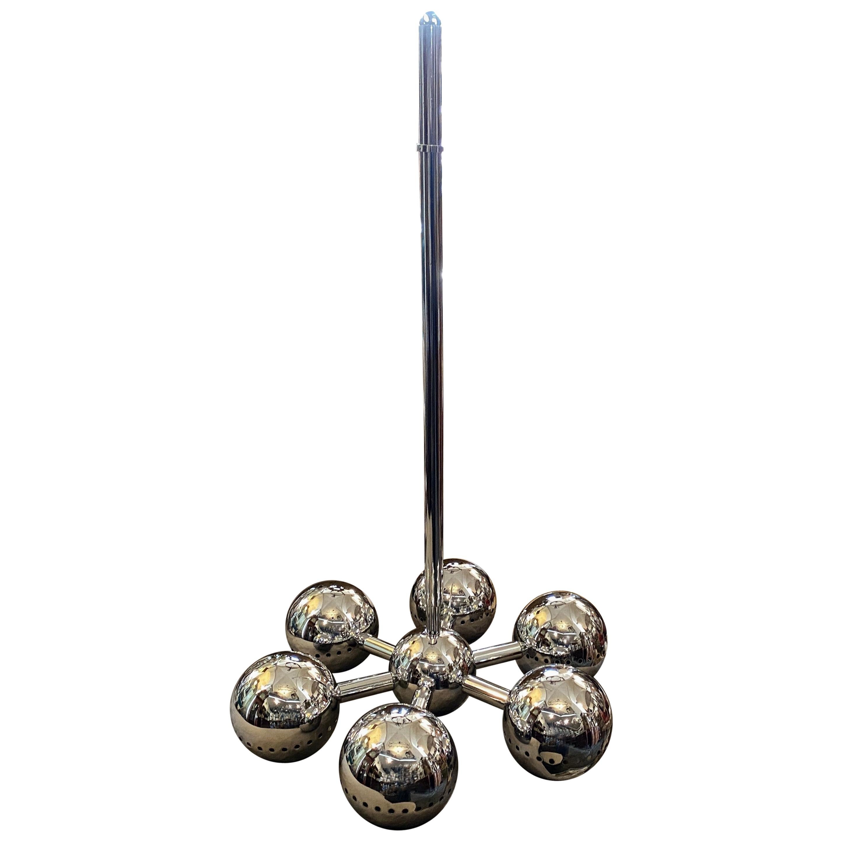 1970s Space Age Steel Chromed Italian Chandelier Attributed to Reggiani