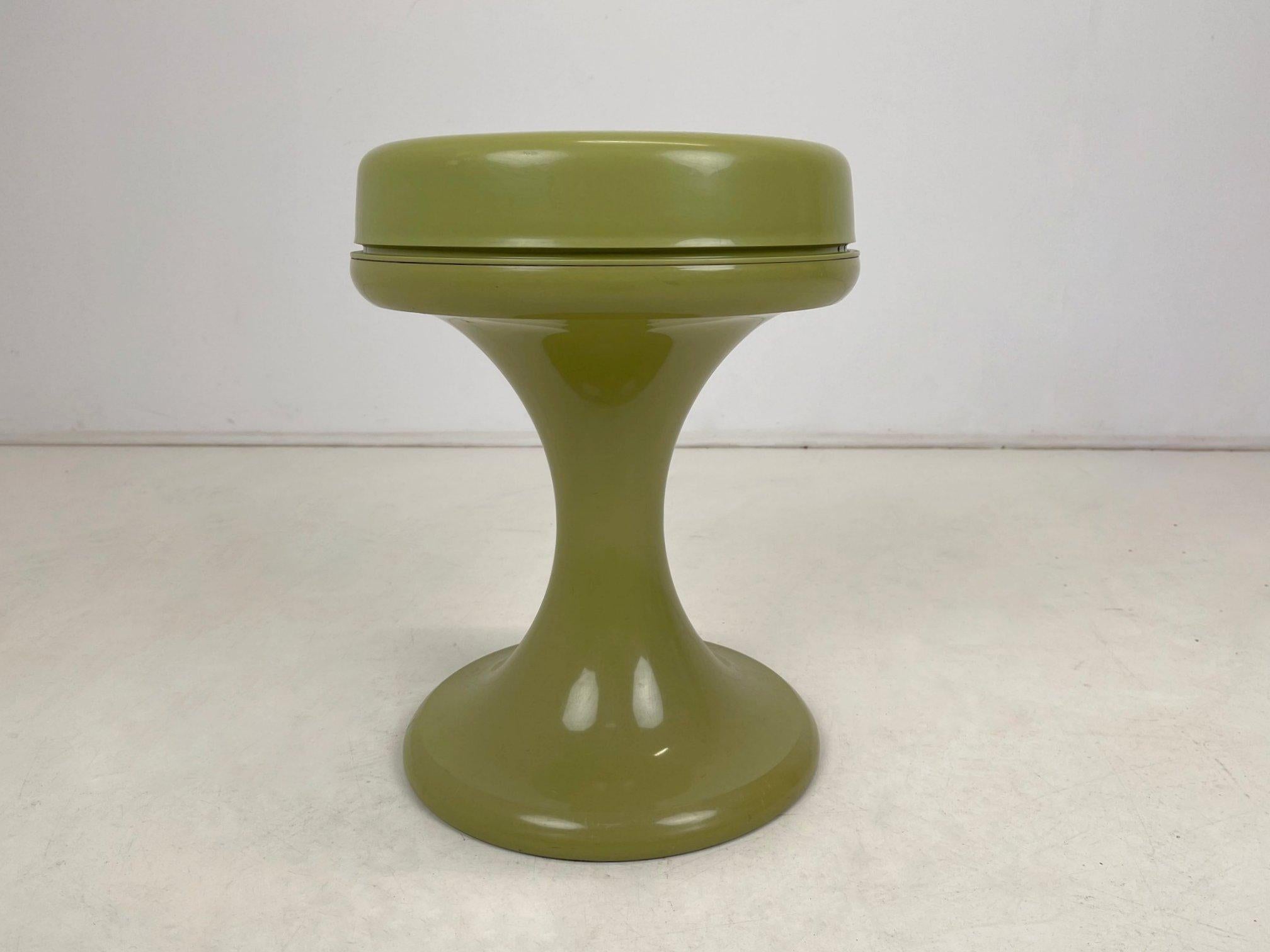 Space age plastic stool by EMSA, made in West Germany in the 1970's. The upper part is removable and it can be turned into a side or bedside table.