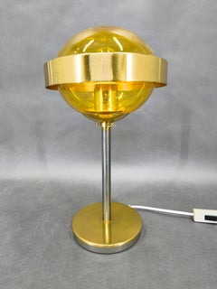 1970s Space Age Table Lamp Brass Glass Kamenický Šenov