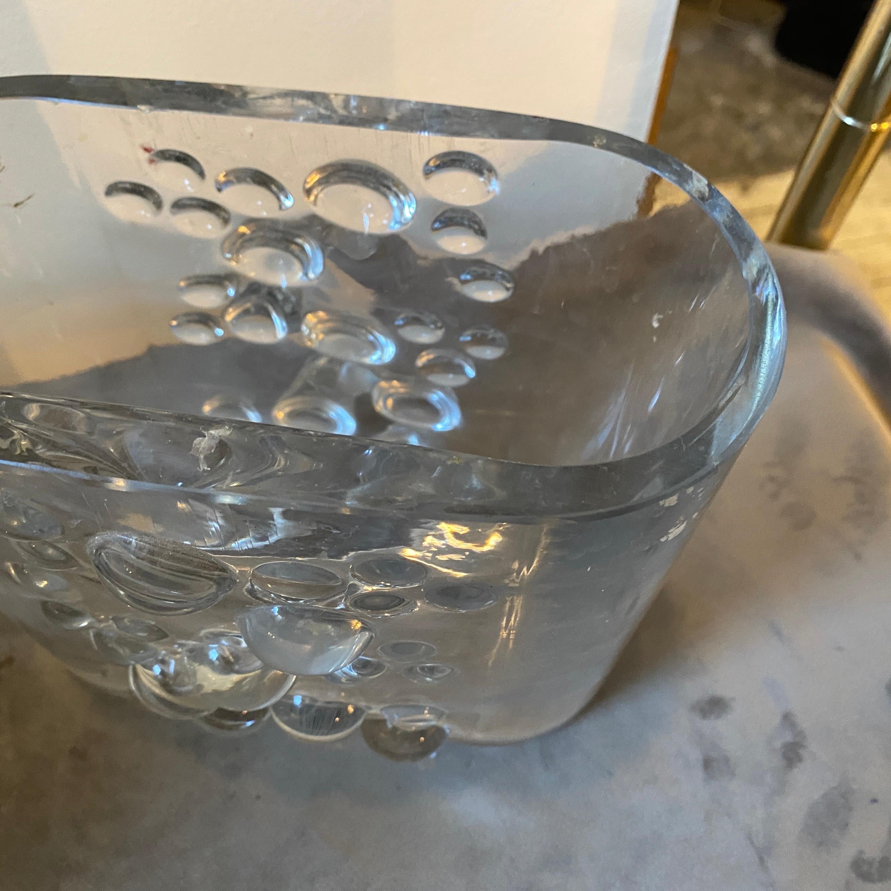 1970s Space Age Transparent Glass Italian Oval Bubble Vase In Good Condition For Sale In Aci Castello, IT