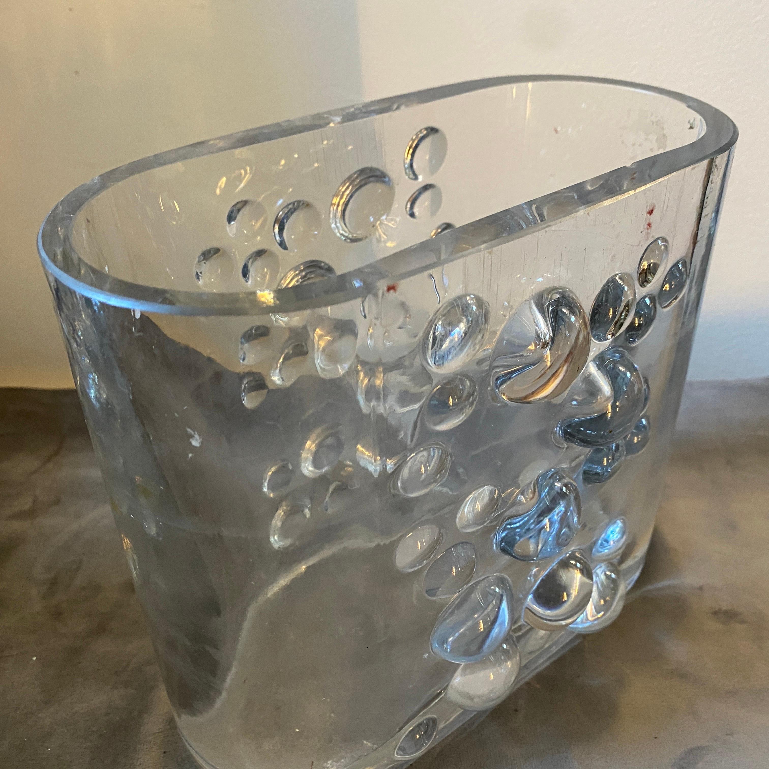 1970s Space Age Transparent Glass Italian Oval Bubble Vase For Sale 5