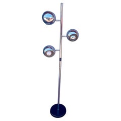 1970's Space Age Triple Multidirectional Chrome Eyeball Floor Lamp