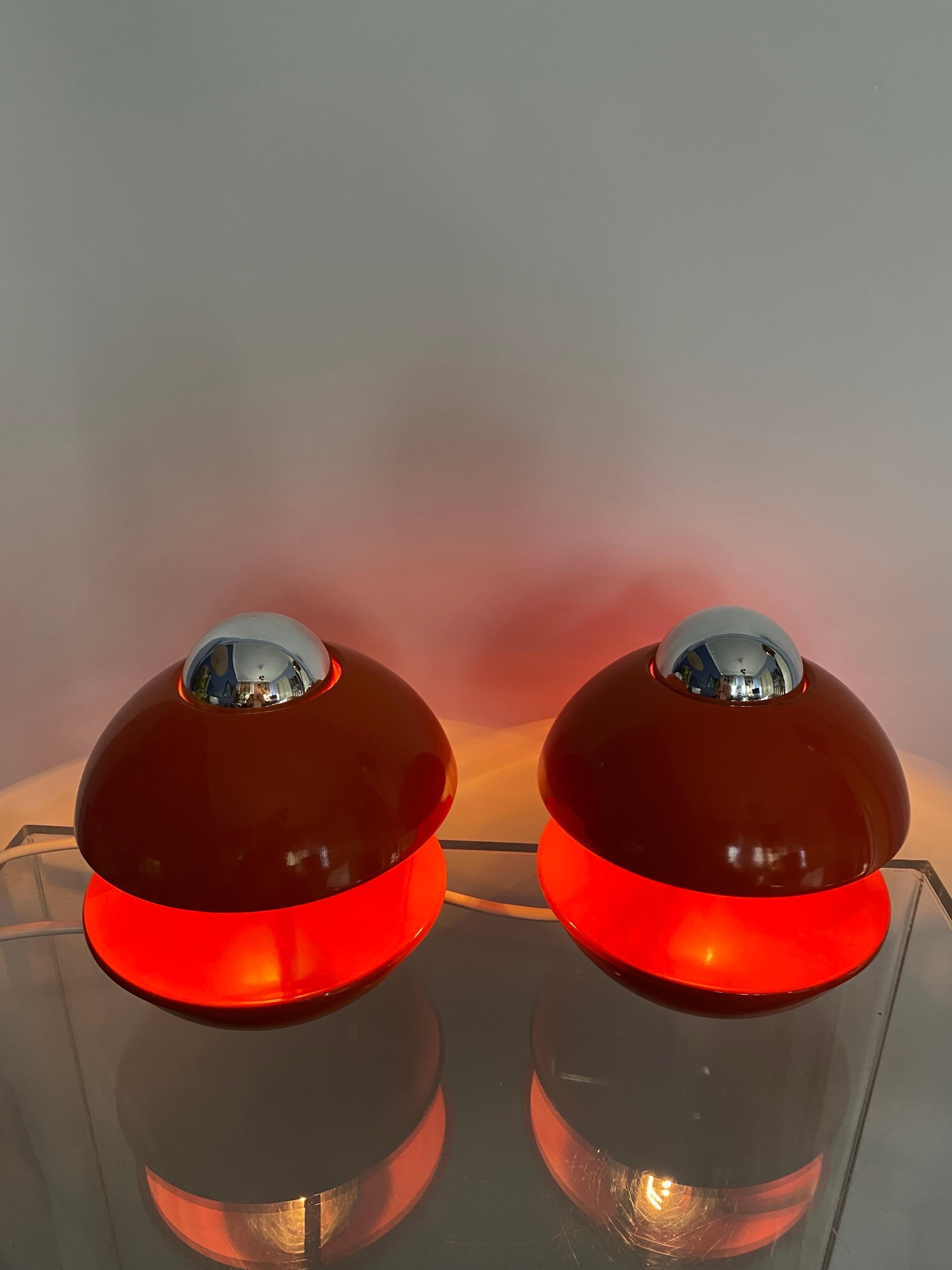 1970s Space Age Wall or Table lamps in Orange by Kaiser Leuchten Germany In Good Condition In Halle, DE