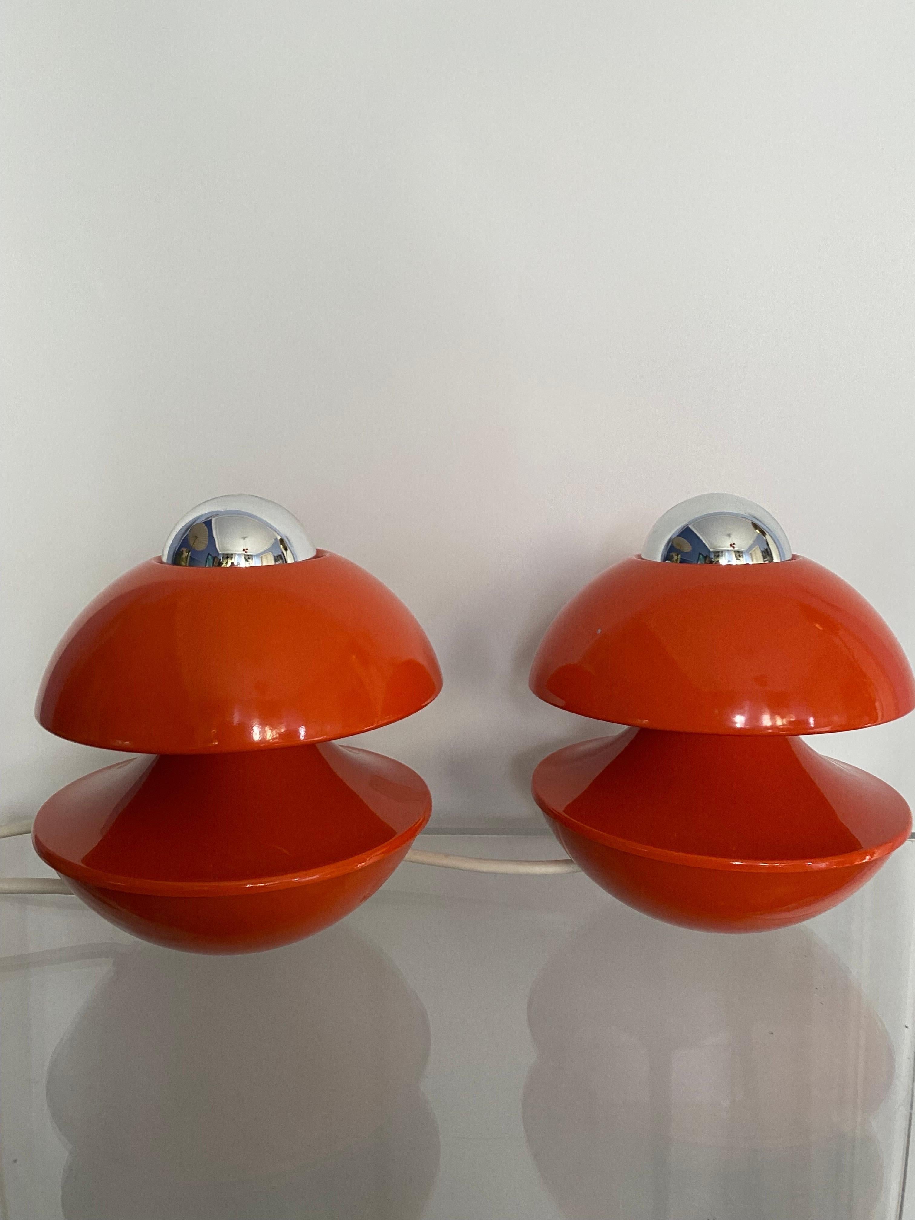 Late 20th Century 1970s Space Age Wall or Table lamps in Orange by Kaiser Leuchten Germany