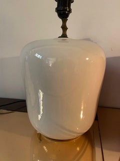 1970s Space Age White Table Lamp Base in Ceramic by Gabbianelli, Made in Italy