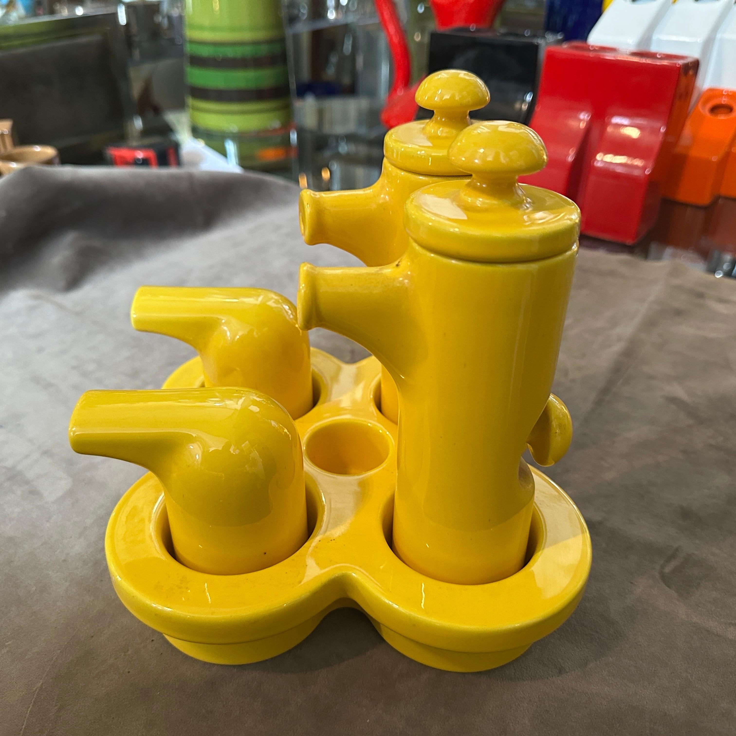 Crociera italiana in ceramica gialla A Space Age degli anni '70 di Enzo Bioli per il Picchio in vendita 4