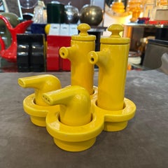 1970s Space Age Yellow Ceramic Italian Cruet by Enzo Bioli for il Picchio