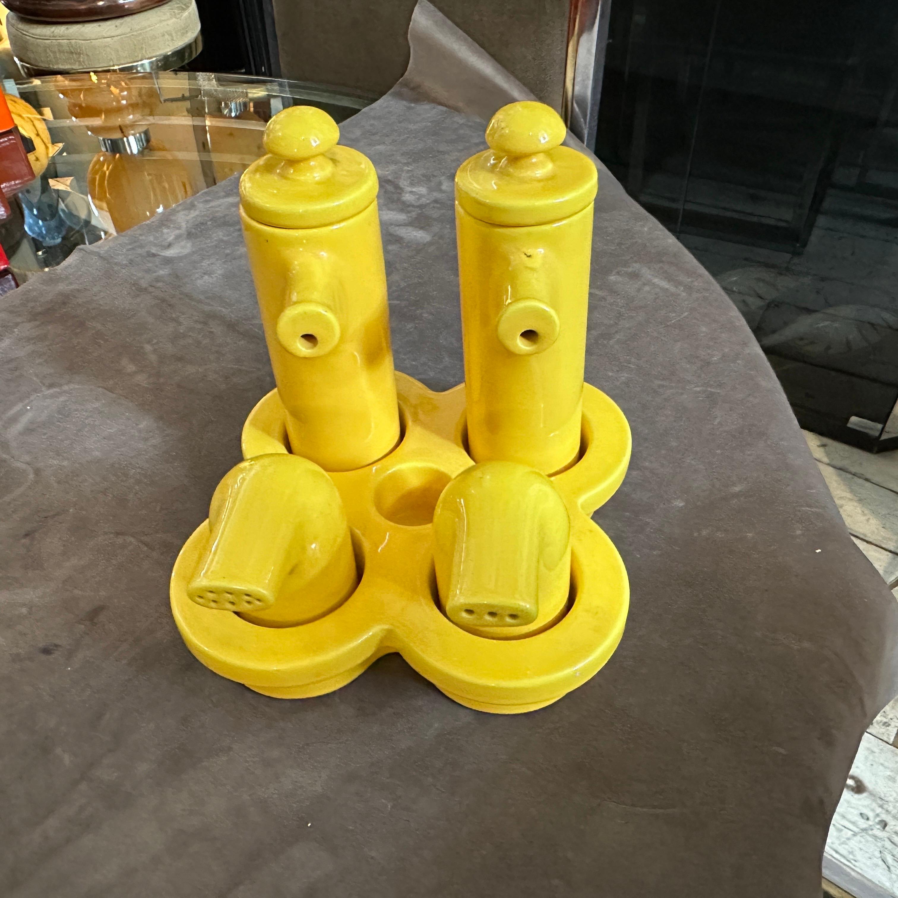 Crociera italiana in ceramica gialla A Space Age degli anni '70 di Enzo Bioli per il Picchio in vendita 2