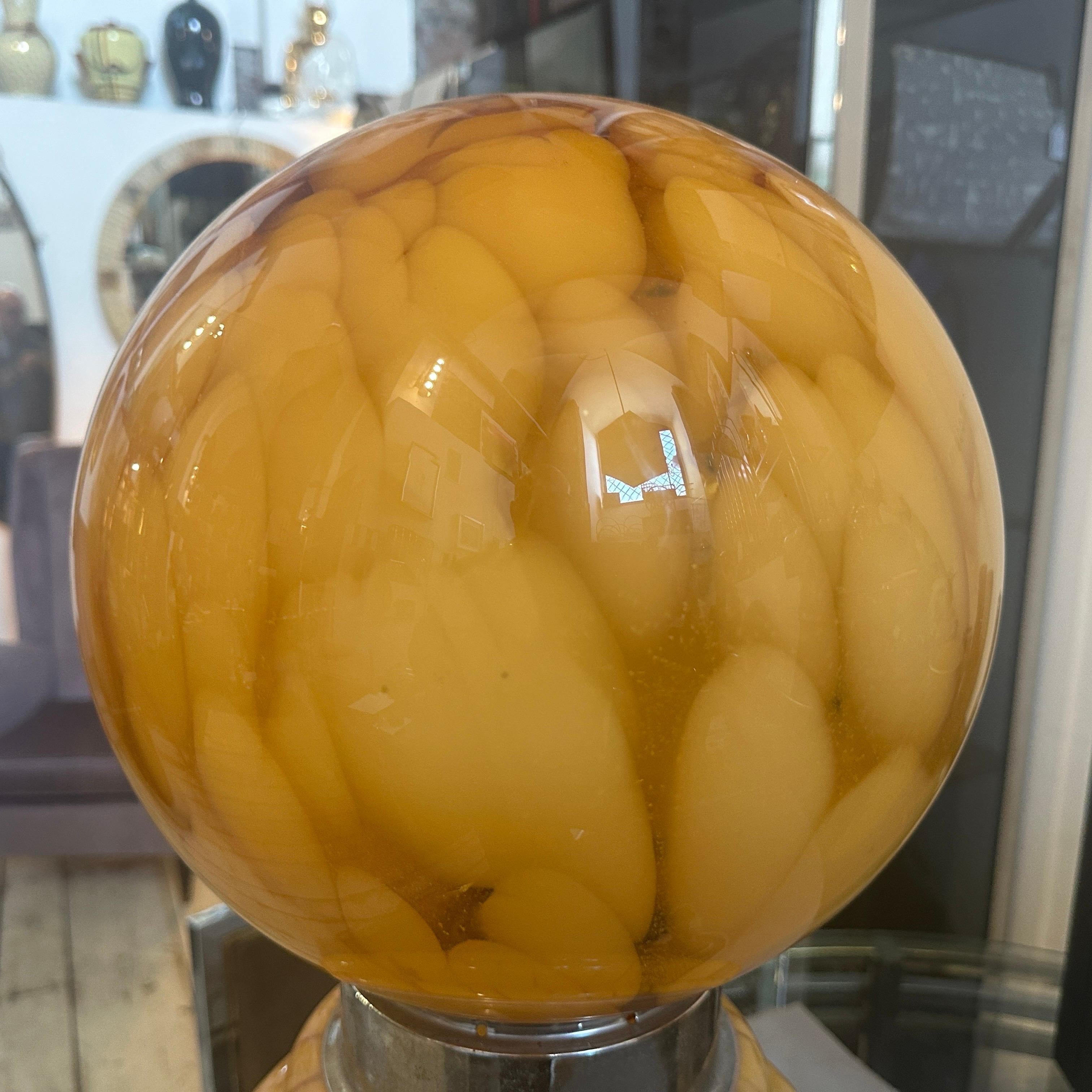 20th Century 1970s Space Age Yellow Glass and Metal Table Lamp Carlo Nason for Mazzega For Sale