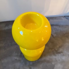 1970s Space Age Yellow Vetrochina Italian Candle Holder by Gabbianelli