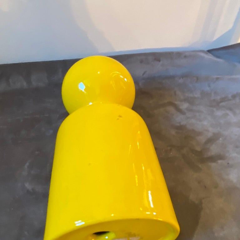 20th Century 1970s Space Age Yellow Vetrochina Italian Candle Holder by Gabbianelli For Sale